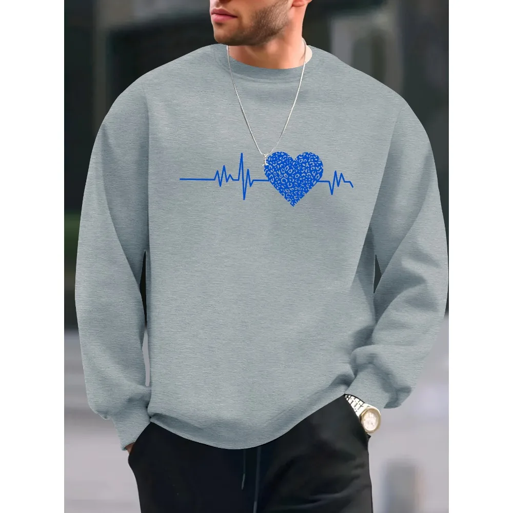 Men's Pullover Print Sweatshirt, Casual Streetwear Fashion Long Sleeve Crew Neck Sweater, Basic Top For Sports & Daily Wear