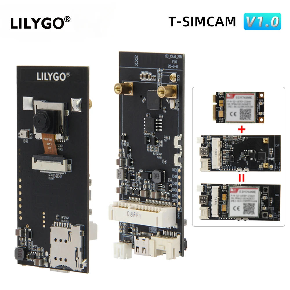 LILYGO® T-SIMCAM ESP32-S3 CAM Development Board WiFi Bluetooth 5.0 Wireless Module OV2640/OV5640 Camera TF Slot Adapt T-PCIE SIM