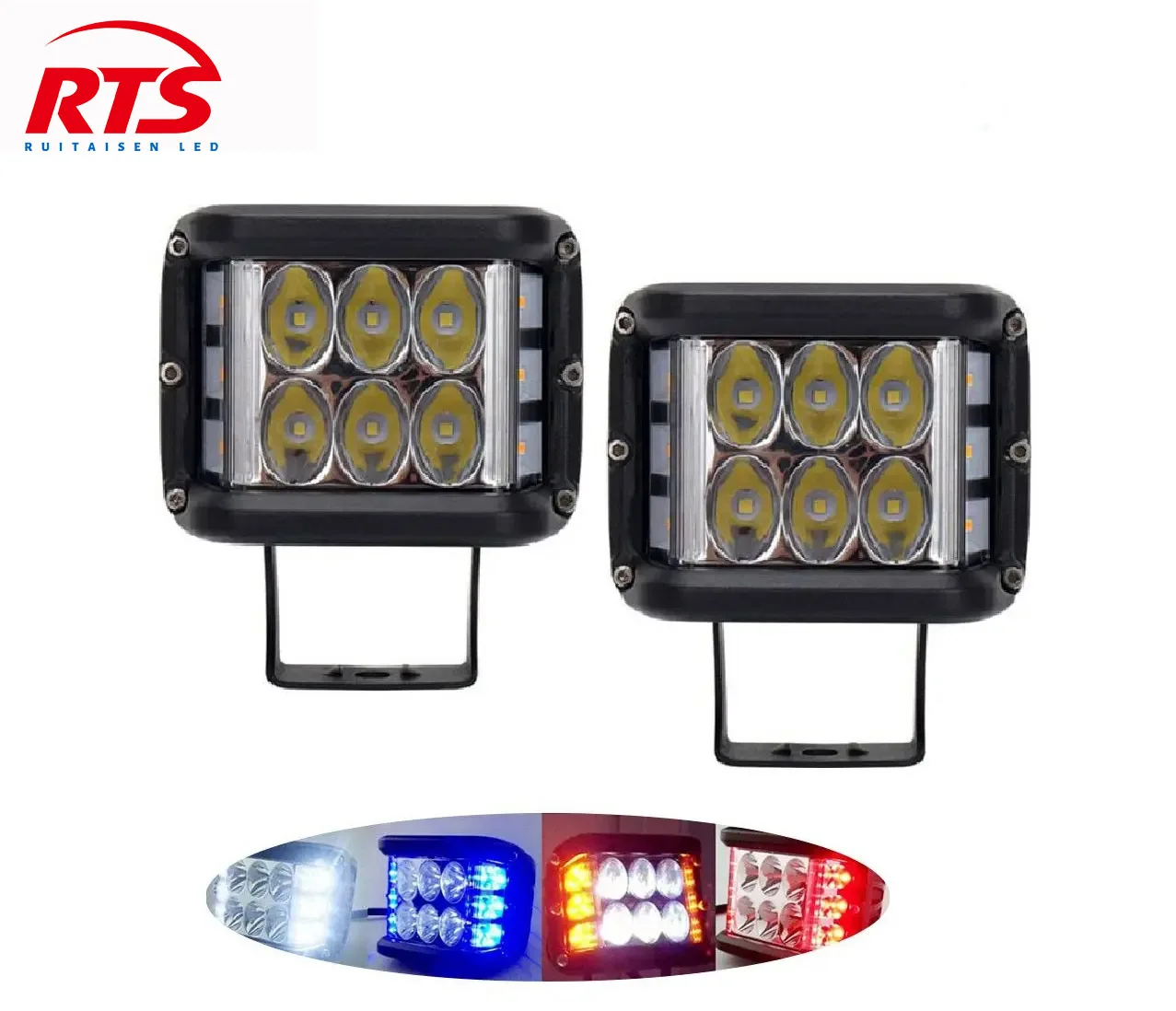 

4'' 45W Alloy Dual Side Shooter LED Work Light Pods Combo Beam Driving Strobe Lamp White Amber For Trucks Tractor Cars Motor