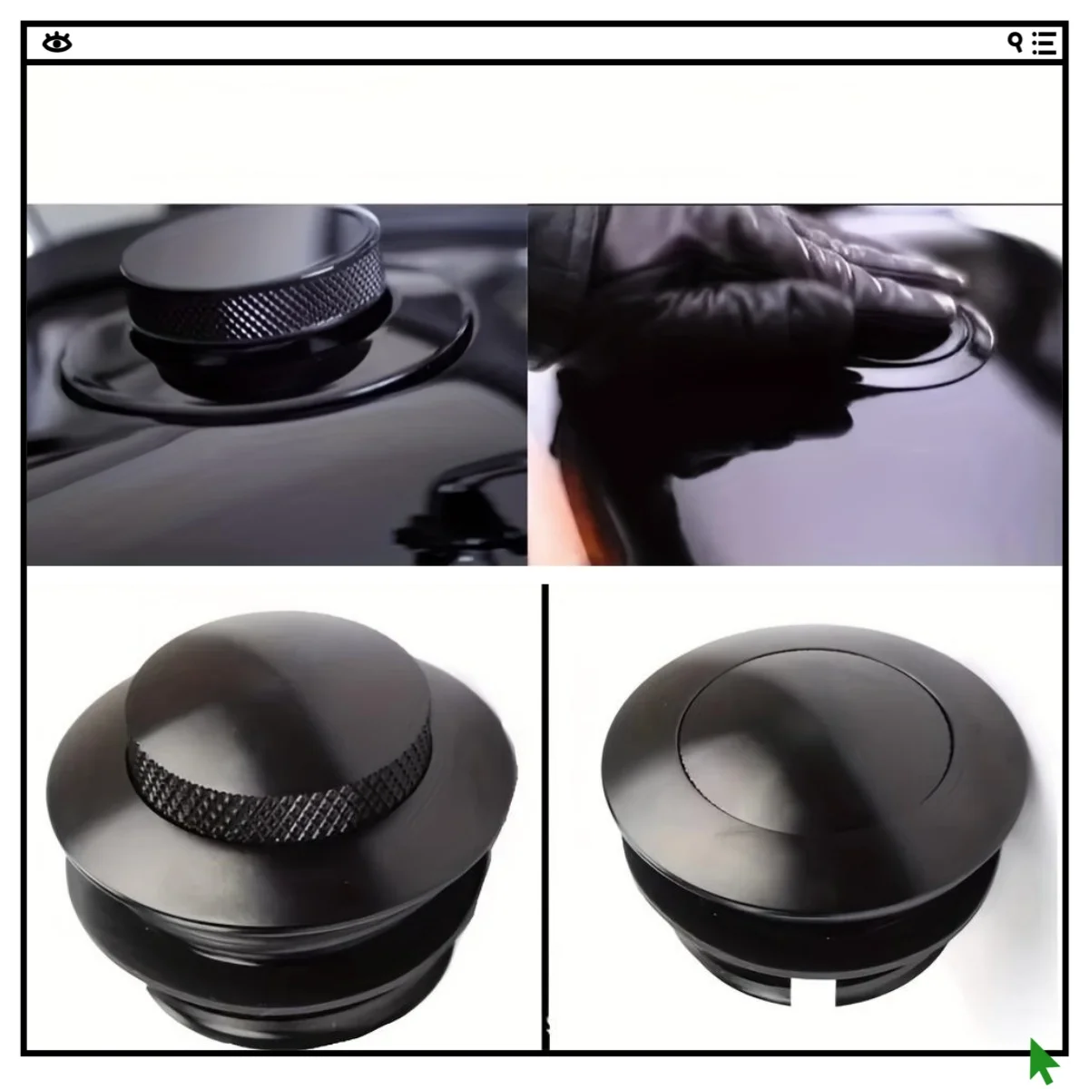 

Black Motorcycle Fuel Tank Cap Push-On Fuel Tank Cap Aluminum Easy Install Universal Modification Accessories