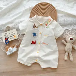 Summer Baby Rompers Animal Embroidery Jumpsuits Short Sleeve Toddler Girls Rompers