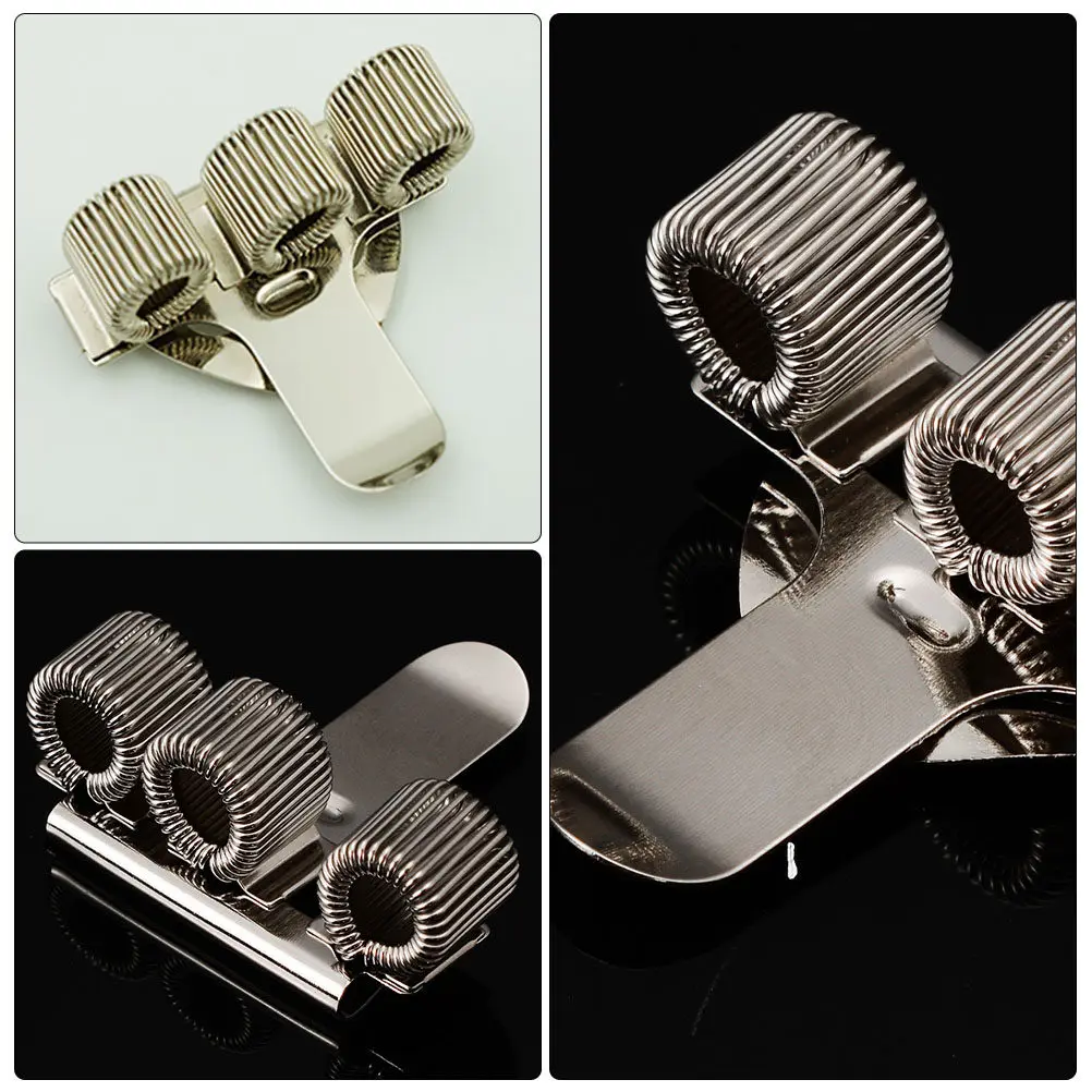 2Pcs Heavy Duty Carbon Steel Spring Pen Clamp with Pocket Clip Triple Hole Design Universal Adjustable Metal Pen Holder Loop