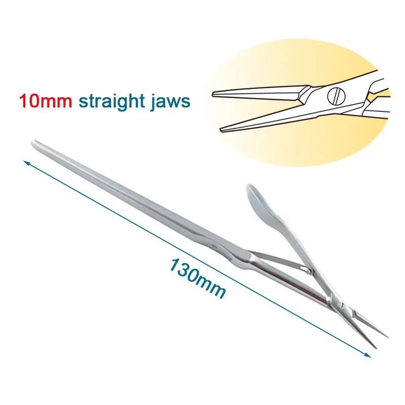 

Needle Holder with Long and Short Grip Needle Holding Pliers Stainless Steel Ophthalmic Eye Instrument