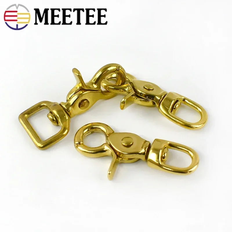 Meetee 2/5Pcs 10-38mm Pure Brass Buckles Carabiner Metal Dog Collar Hook Clips Luggage Straps Hang Snap Buckle Sewing Accessory