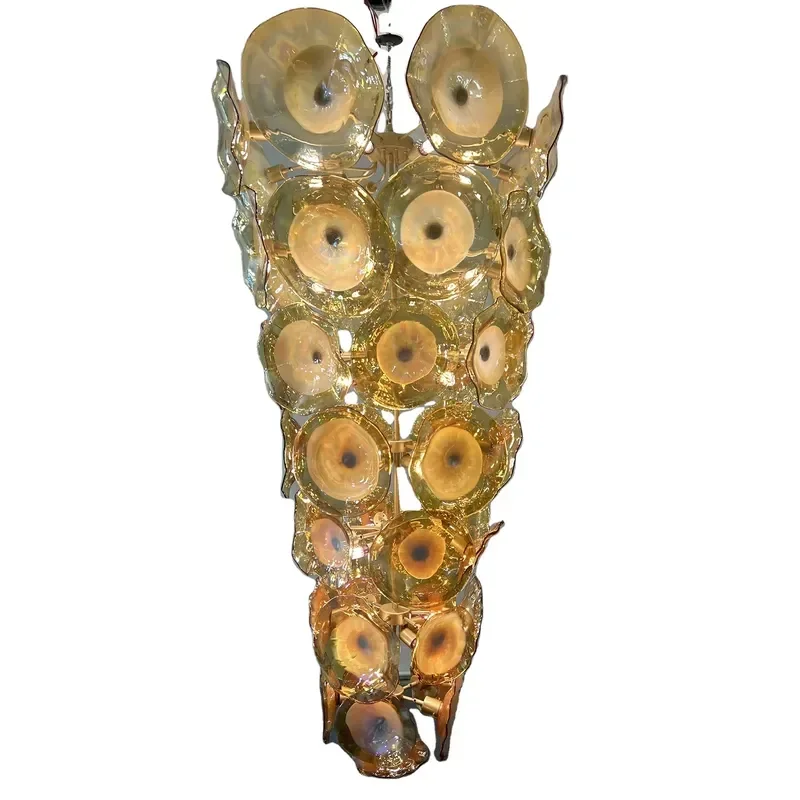 Golden Chandelier Mid-century Art Murano Glass Lightings for Villa Loft Suspended Lighting Fixtures