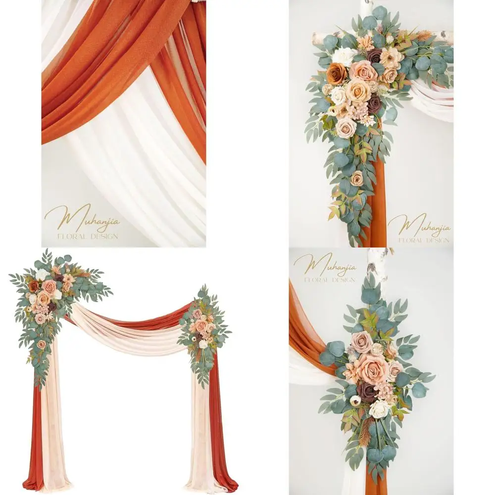 

Набор из 4 искусственных арок с декоративными драпировками и фоном в виде роз для церемоний и мероприятий на открытом воздухе