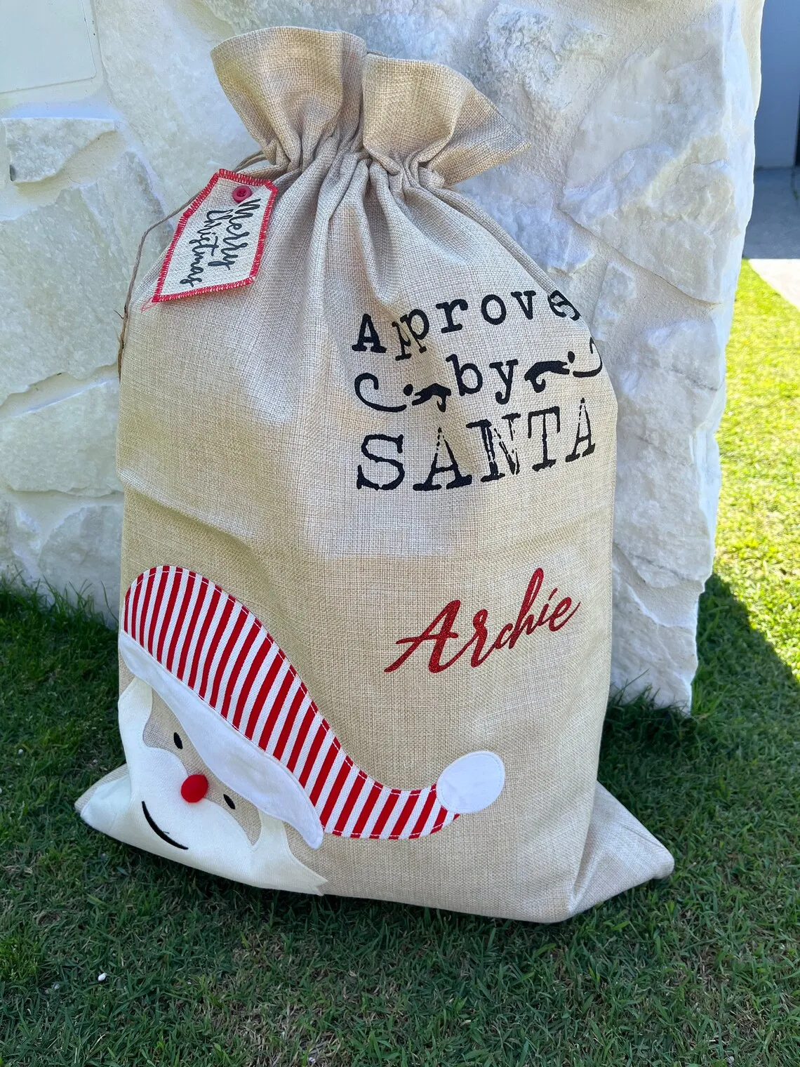 

Рождественский подарок с индивидуальным именем, детский персонализированный мешок Санта-Клауса, мешок Санта-Клауса для мальчиков или девочек, мешковина Санта-Клауса с оленями