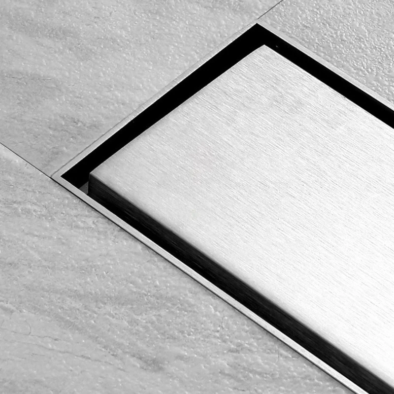 304 Stainless Steel 8cm Wide Rectangular Floor Drain, Tile-Installable, Odor-Proof & Anti-Overflow,  Bathroom & Shower Enclosure