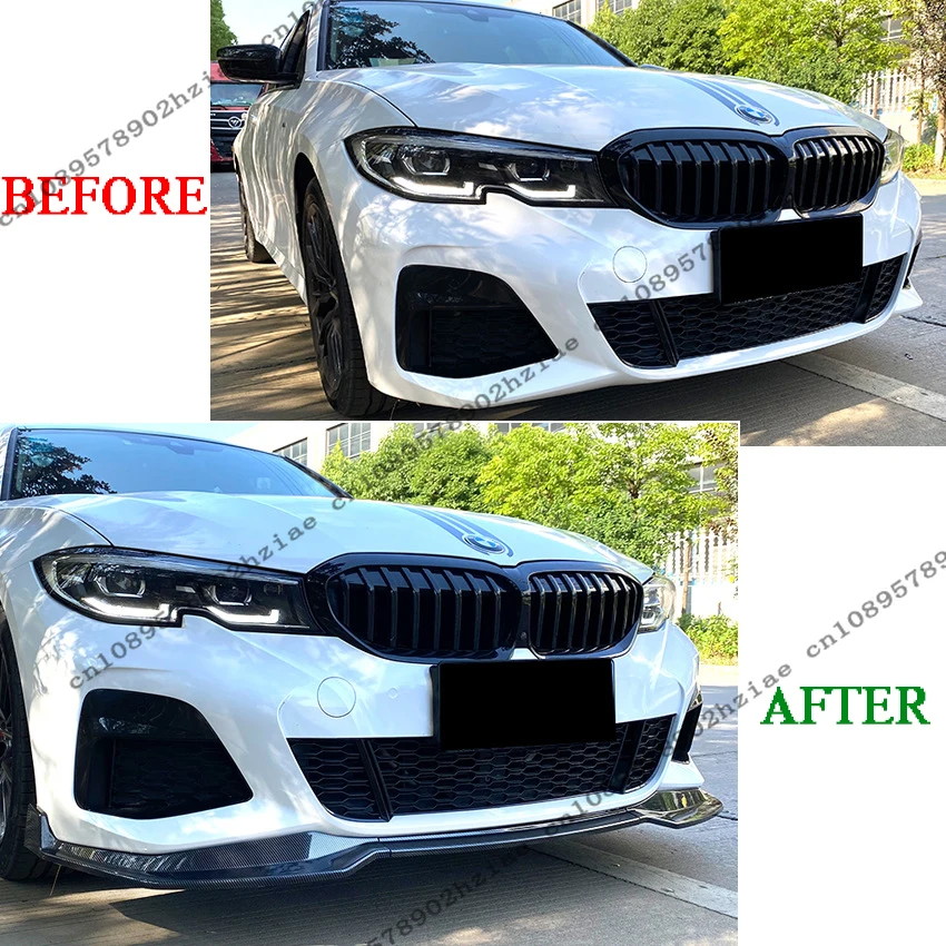 3Pcs MP Style Front Splitter Cover For BMW G20 G21 M-Sport 320i 330i M340i 2019-2022 Front Bumper Lip Spoiler Diffuser Tuning view 2