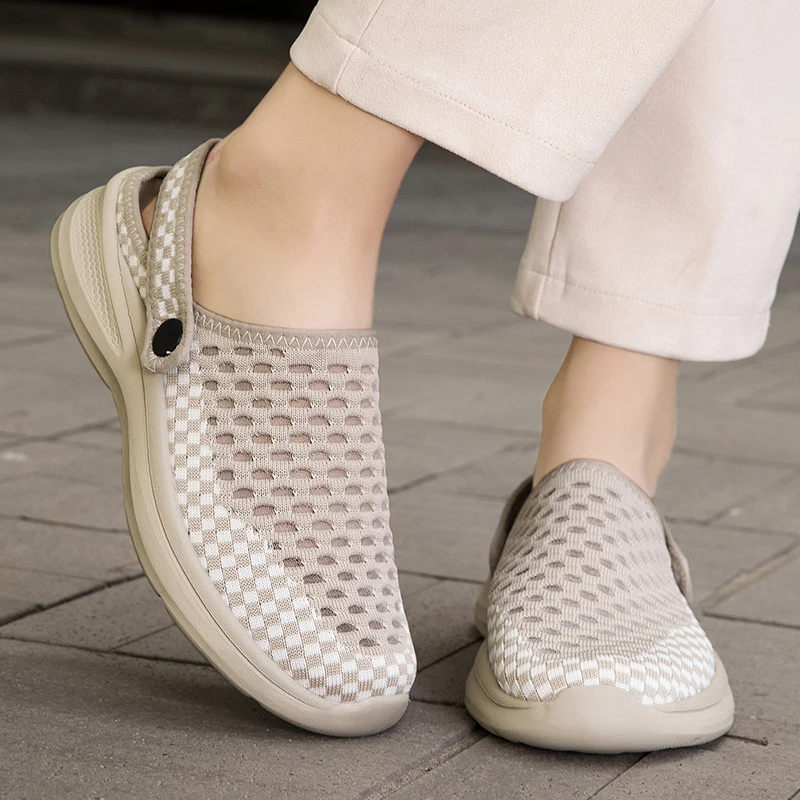 Women's Pink Mesh Shoes Elegant Ankle Slippers Breathable Casual Summer Shoes Comfortable Slippers Promotion Eva Slippers 2025