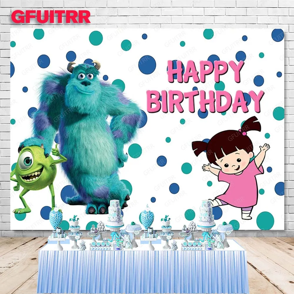 

Monster University Backdrop for Girls Birthday Party Photography Background Decoration Baby Shower Photo Studio Booth Prop