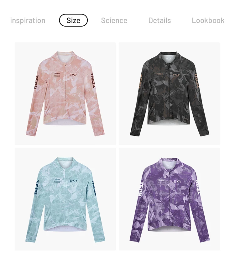 EVR Damen-Radtrikot Langarm Hochelastisches Radshirt Atmungsaktives Schweißabsorbierendes Rennrad-Oberteil Radtrikot – Detail 4