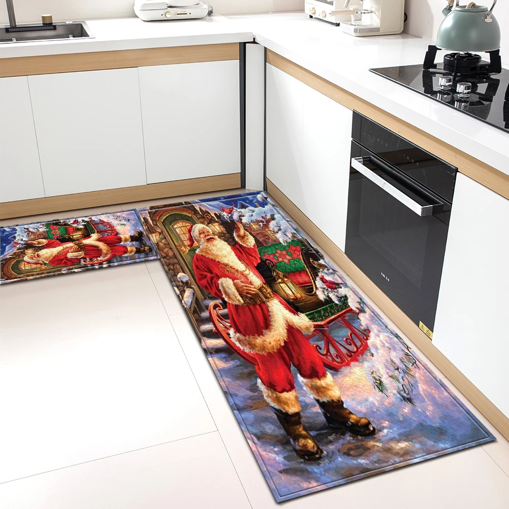 Kitchen Rug Entrance Doormat Christmas Living Room Decor Carpet House Hallway Bathroom Balcony Bedroom Floor Anti-Slip Foot Mat