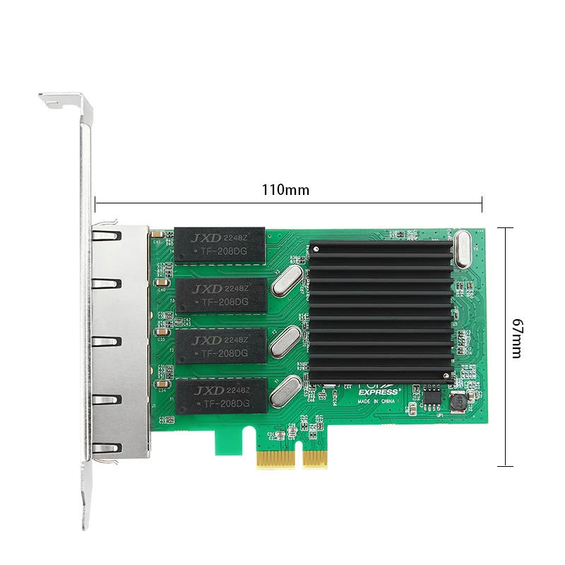 4 Port Network Card PCI Express x1 to Quad Ports RJ45 NIC RTL8111H Chip 10/100/1000Mbps Gigabit Ethernet Lan Card for PC Desktop