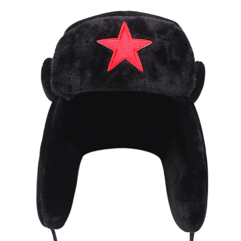 Winter Cycling Wind-Proof Cap Female Earflaps Warm Cotton Hat Outdoor Five-Pointed Ushanka Northeast Winter Cold Protection Hat