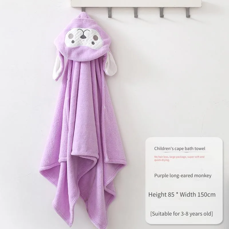 Asciugamano per bambini Mantello Morbido e assorbente in cashmere Asciugamano per bambini Accappatoio Indossabile con cappello Accappatoio in cartone animato Modello animale in cashmere