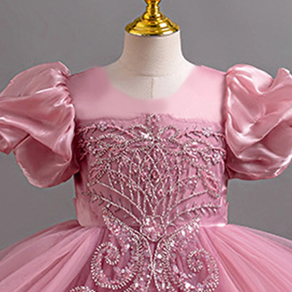 فساتين أنيقة لحفلات وصيفة العروس للفتيات من التل الرسمي لحفلات الزفاف وحفلات التخرج المسائية وحفلات أعياد ميلاد الأطفال فستان الأميرة