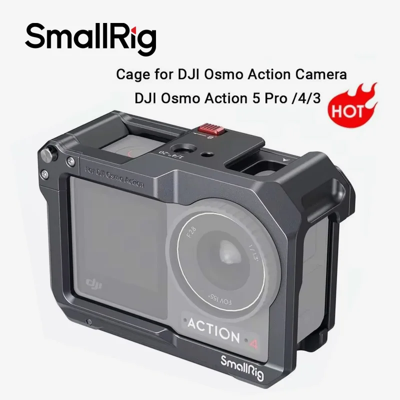 قفص SmallRig Action 5 Pro لـ DJI Osmo Action 5 Pro / 3 / 4 حافظة كاميرا لإطار حماية DJI Mic مع حذاء بارد -4119C