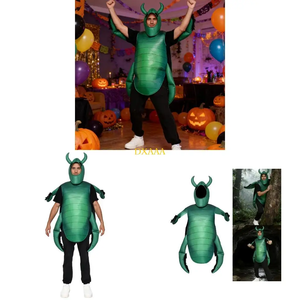 

DXAA Coleopteran Jumpsuits Cap Cosplay Halloween Costume Green Coleopteran Costumes