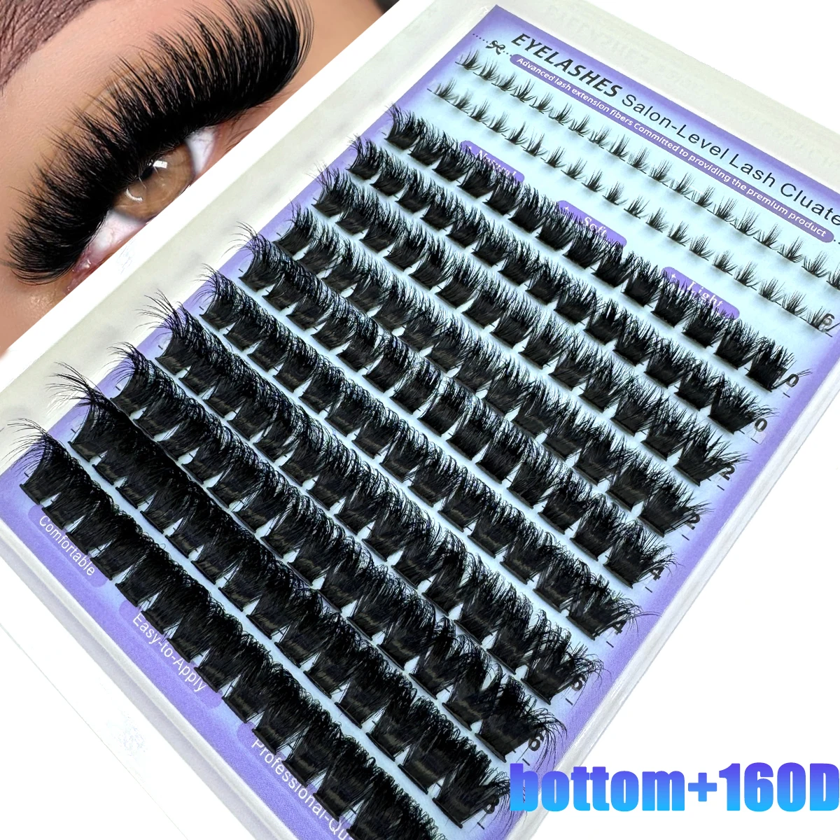 Salonähnliches Wimperncluster-Set mit Spikes, DIY-Wimperncluster D-Kurve, stacheliges Vollcluster-Wimpernverlängerungsset, individuelle Wimpern