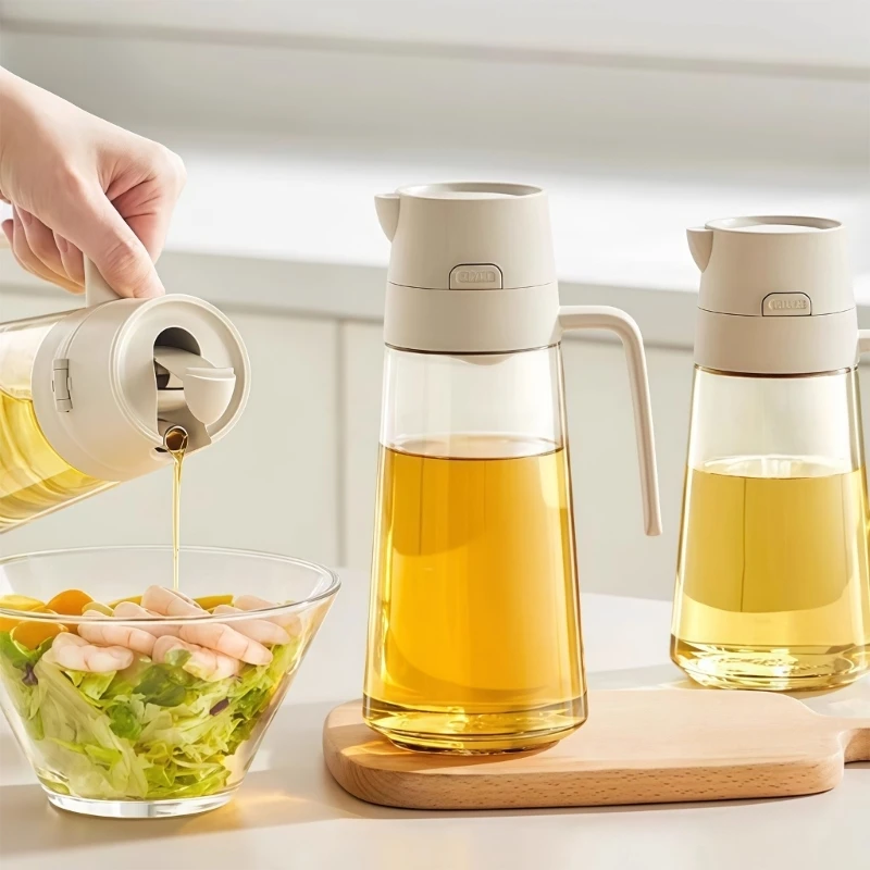 12PD Large Capacity 470ml Glass Oil Bottle Single Button Control Plan for Precise Oil Dispensing in Cooking Kitchen