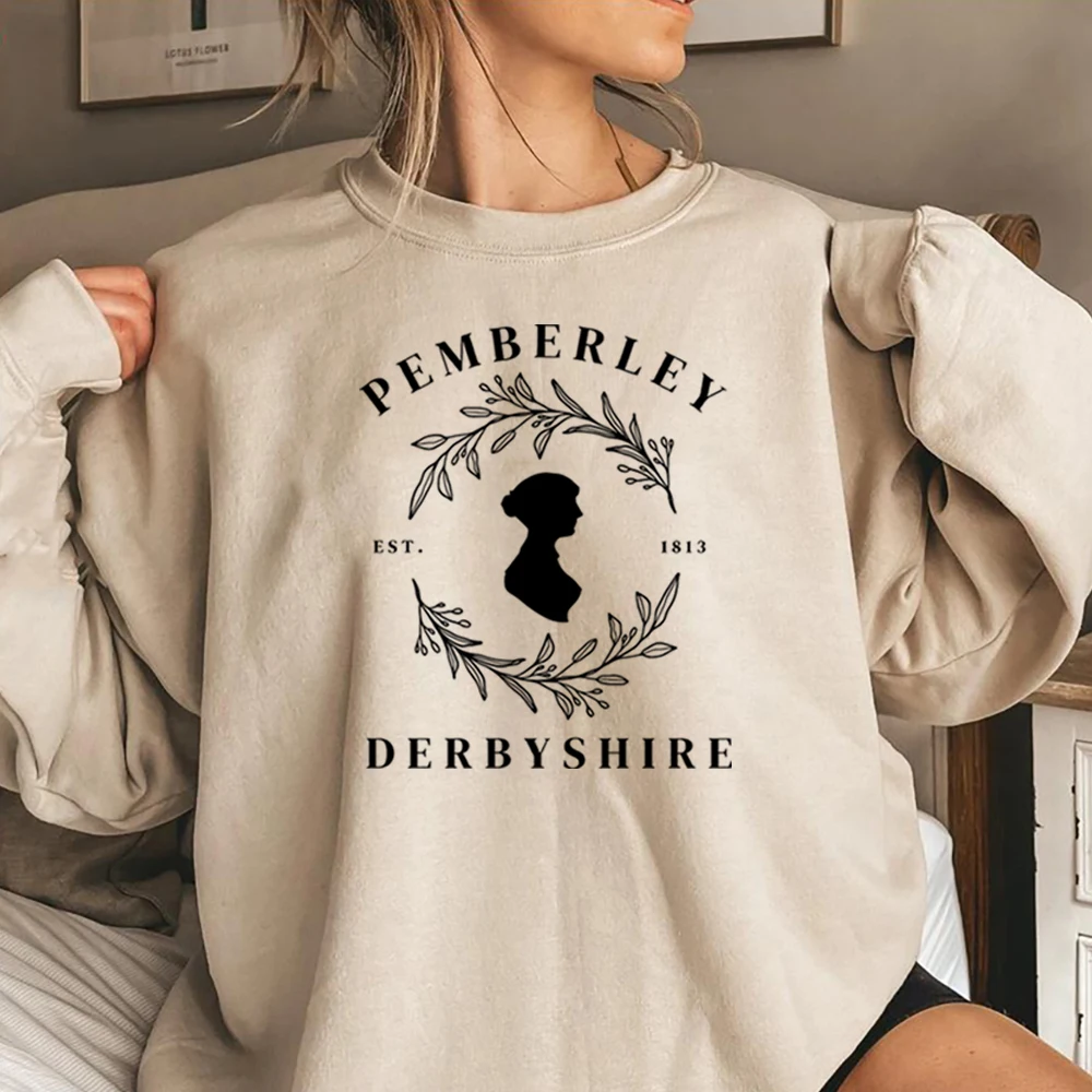 

Jane Austen Sweatshirt Pride and Prejudice Hoodie Pemberley Sweater Book Lover Gift Feminist Tops Trendy Crewneck Sweatshirts