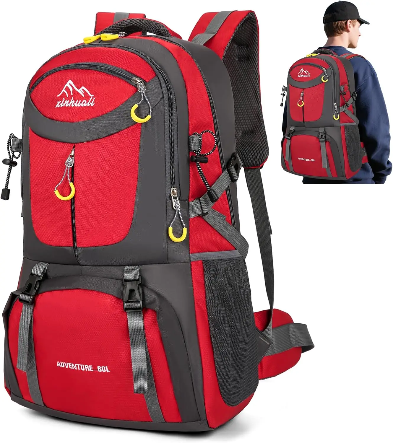 JUMAHE 60L Lightweight Waterproof Hiking Backpack - Large Durable Camping & Travel Backpack, Unisex Daypack for Outdoor Adventur