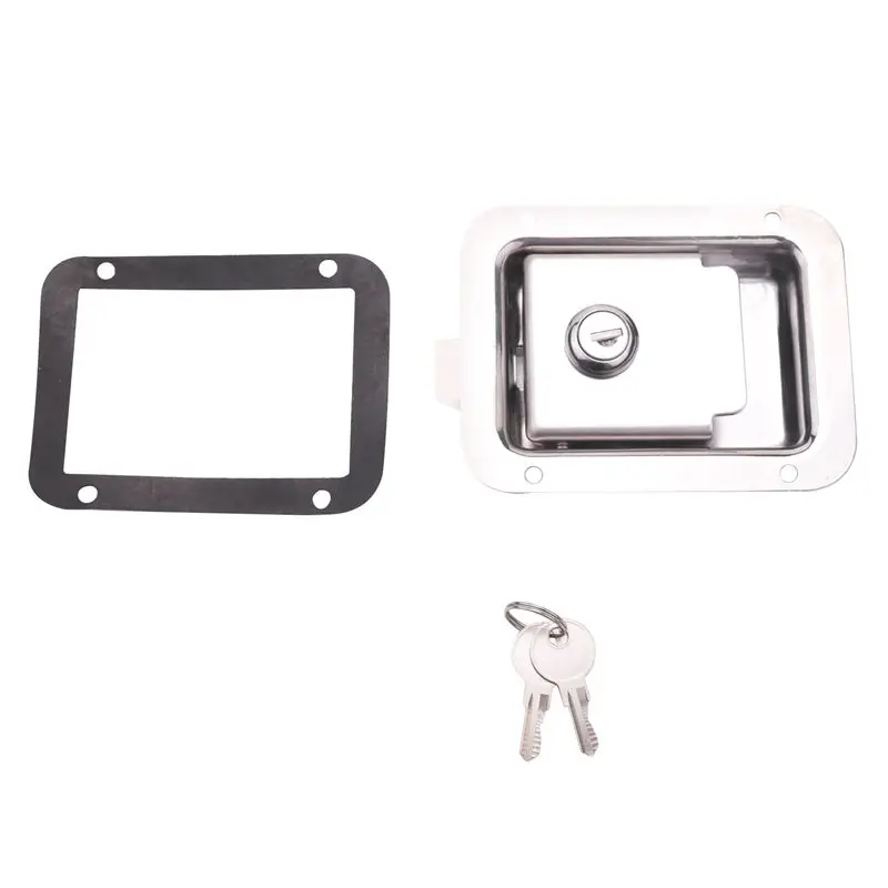 

AEA7-Paddle Slam Latch With Lock & Key Travel Trailer Lock Stainless Steel RV Door Latch Heavy Duty Flush Mount Handle Latch