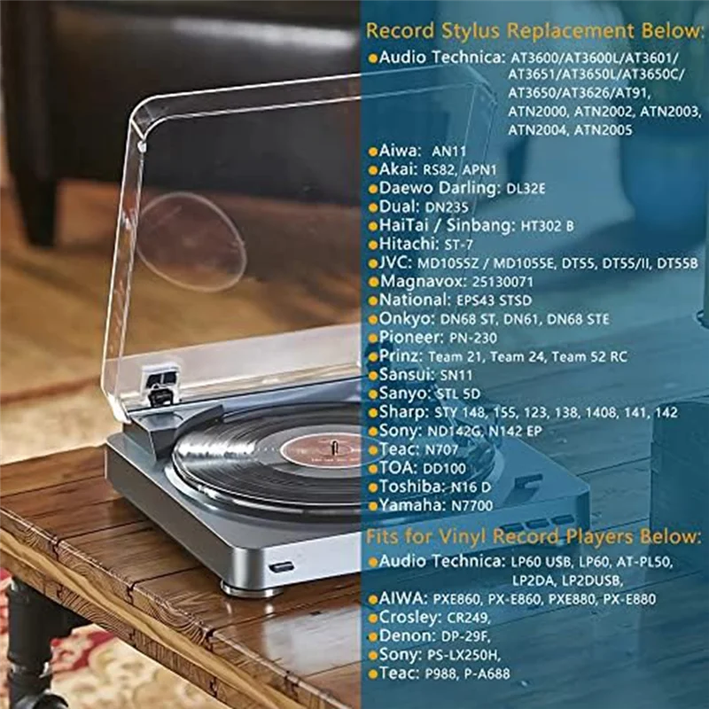 Jarum pemutar rekaman berlian AT3600L, Stylus pengganti untuk Audio-Technica AT-LP60/PL300 vinil meja putar 1 buah