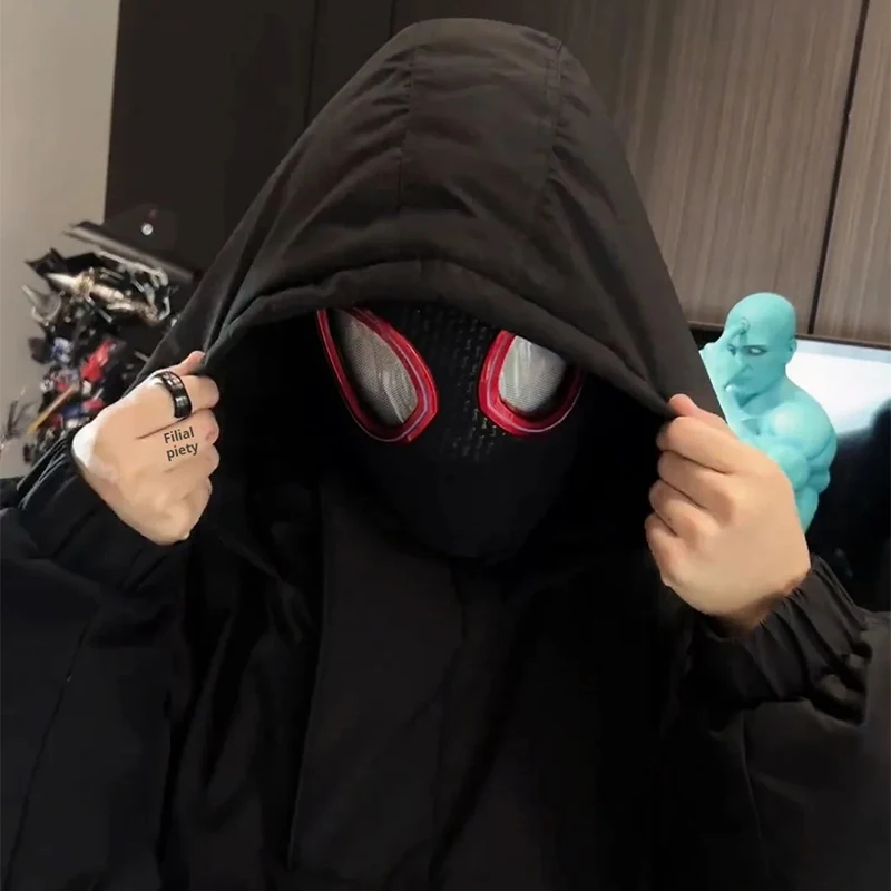 

1:1 Miles Morales Mask with Movable Eyes Mascara Electric Gwen Spider-Man Helmet Ring Control Halloween Cosplay Mask Toy Gift