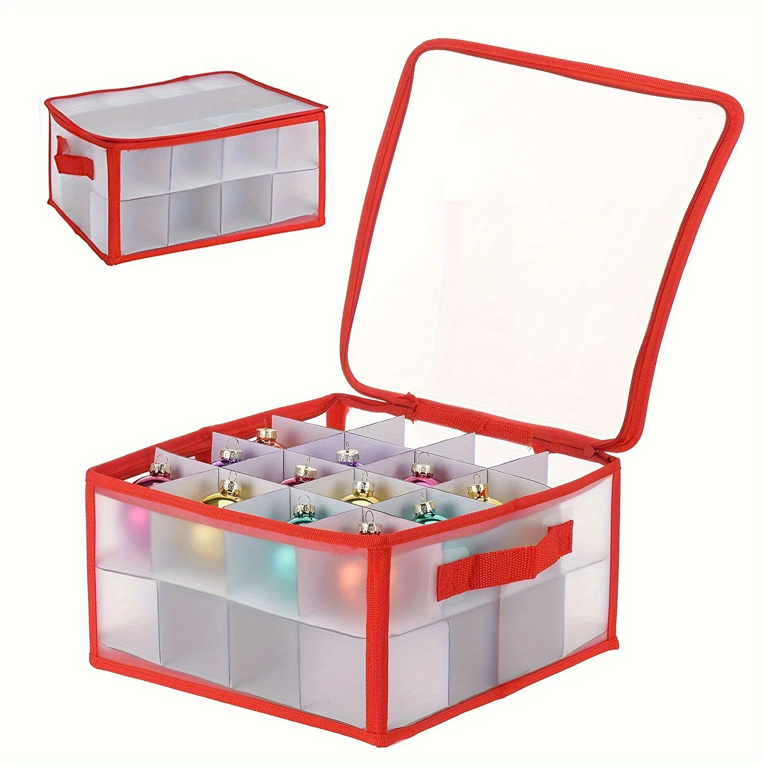 

32/64 Grid Transparent Storage Box Frosted Large Capacity Multiple Squares Christmas Colored Ball Items Sorting Storage Bags