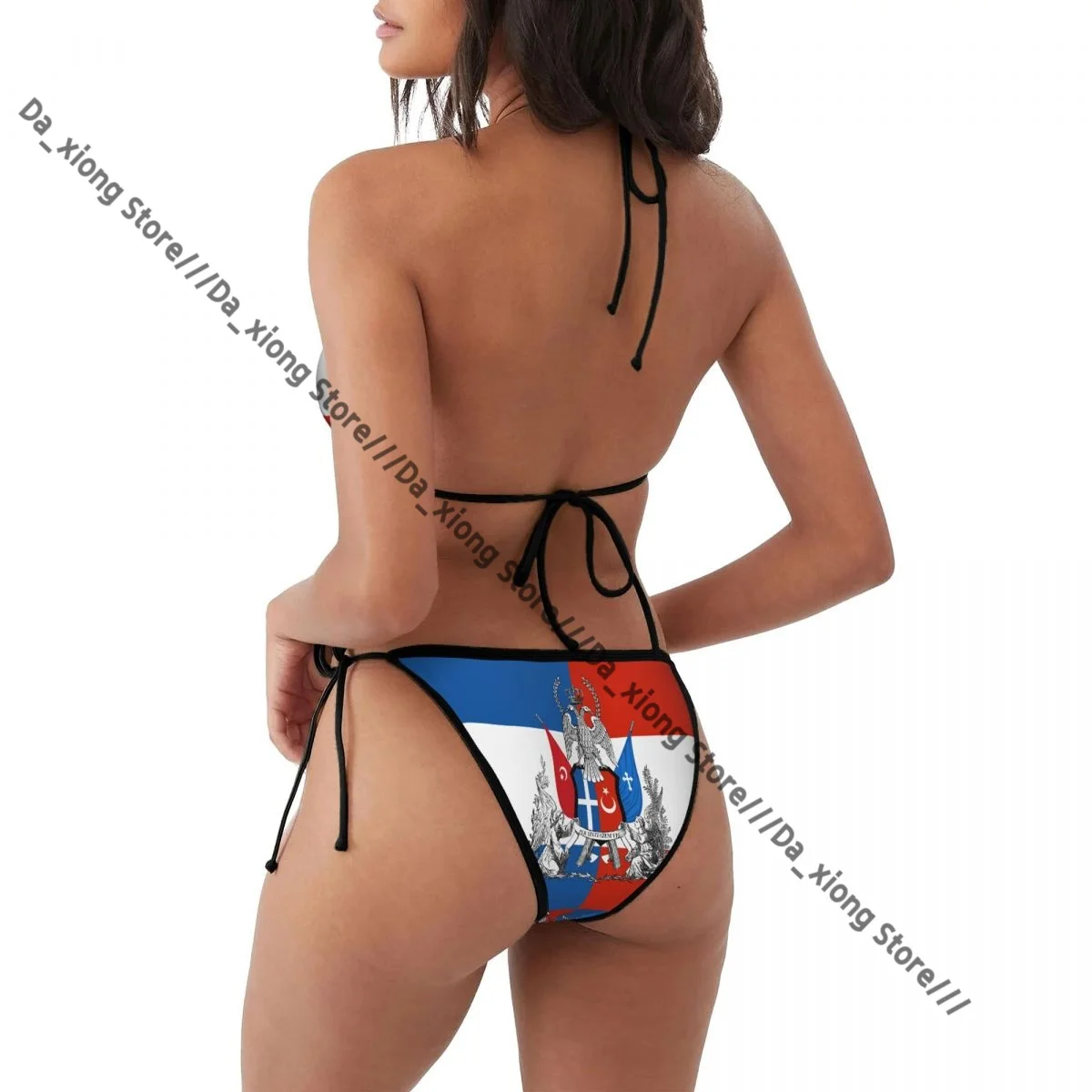 Traje de baño para mujer, conjunto de Bikini con Tanga, trajes de baño sexis con bandera, trajes de baño con vendaje triangular, ropa de playa femenina