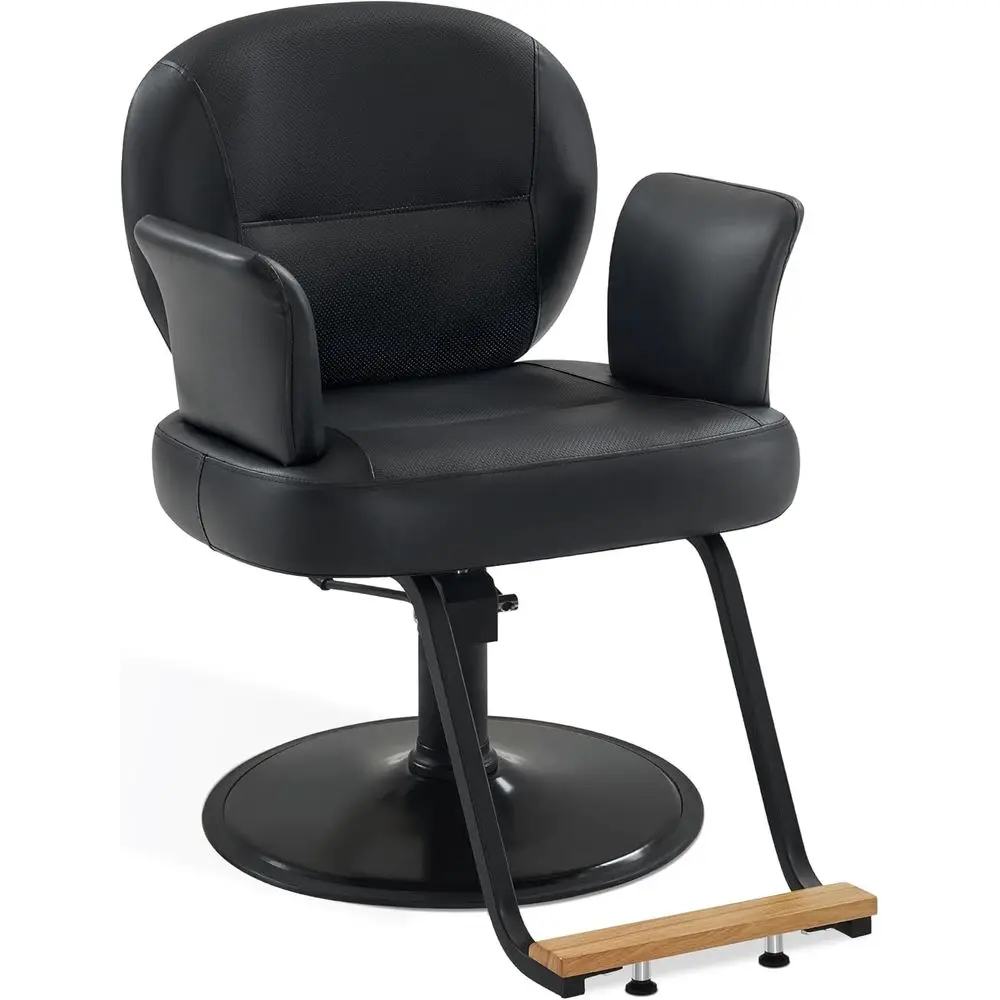 

Элегантное гидравлическое салонное кресло для парикмахеров и стилистов, дышащая кожа ПВХ, унисекс, кресло для спа-салона 3082 черного цвета