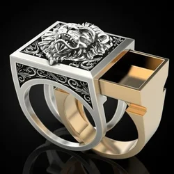 Mode Punk dominierende Löwenkopf Männer Ring kreative Lagerung Finger Link Tag Freundschaft Schmuck