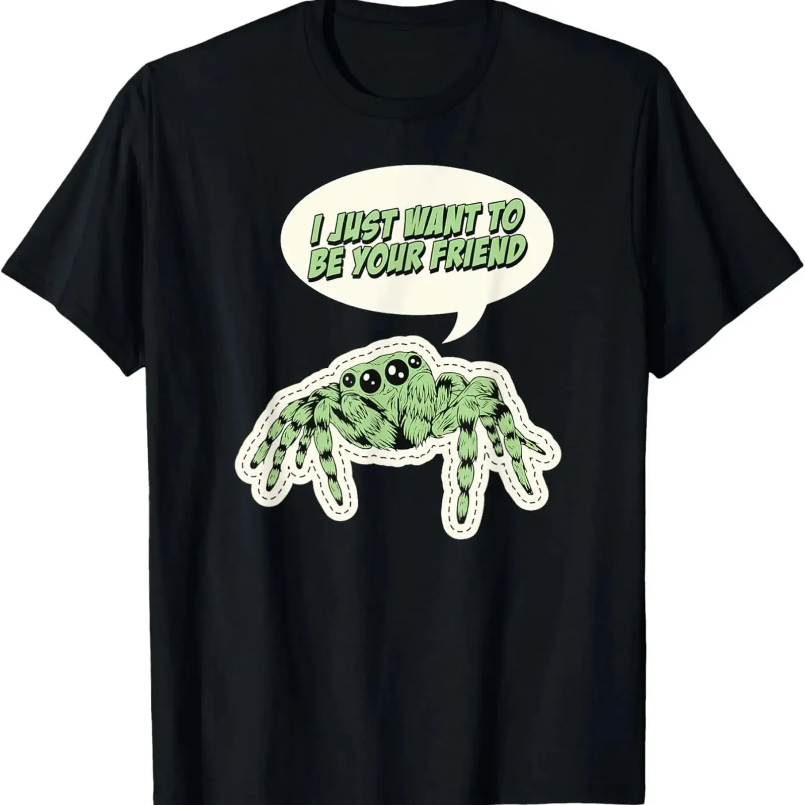 Ich möchte einfach nur dein Freund sein, süßer Spinnen-Sprunghund, T-Shirt-Bild 1 von 3, Vintage, gewaschen, bequem, modisch, atmungsaktiv