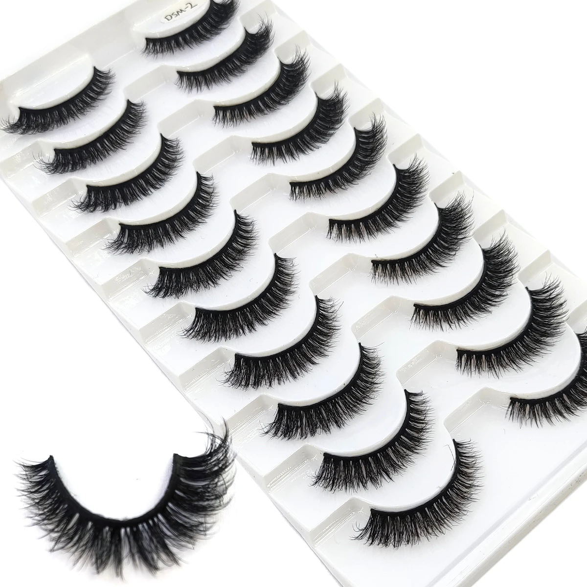 5/10 maquiagem de cílios duplos macio e fofo 3d artificial vison cílios postiços grossos enrolados à mão cílios postiços naturais