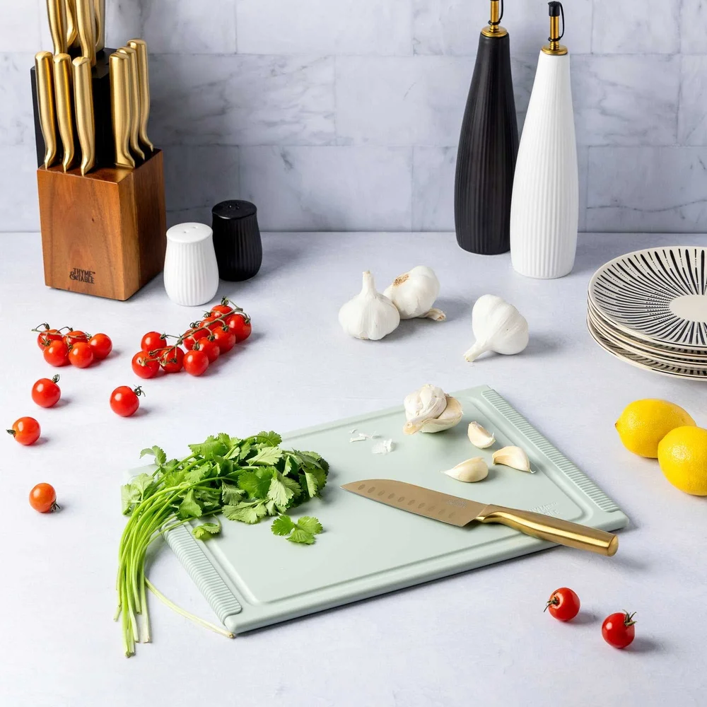 لوح تقطيع بولي متين غير قابل للانزلاق مستطيل 10 بوصة × 14 بوصة عصير سهل التنظيف على الوجهين للمطبخ ضروري #5