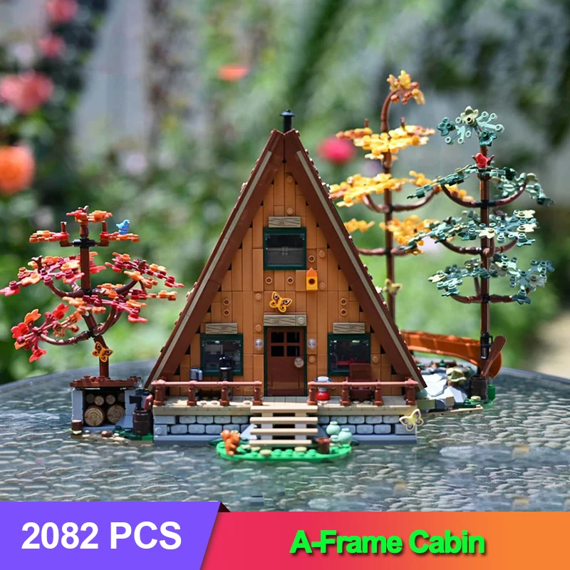 

Led Lights A-Frame Cabin Building Blocks Moc Display Bricks Birthday 2082PCS Christmas Girls Toys Compatible With 21338
