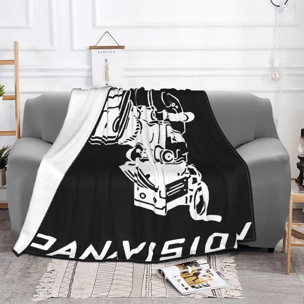 Panavision Film Crew Blue Velvet Blanket for Sofa Bed Four Seasons Super Soft Comfort Sofa Blanket Decorative Blanket