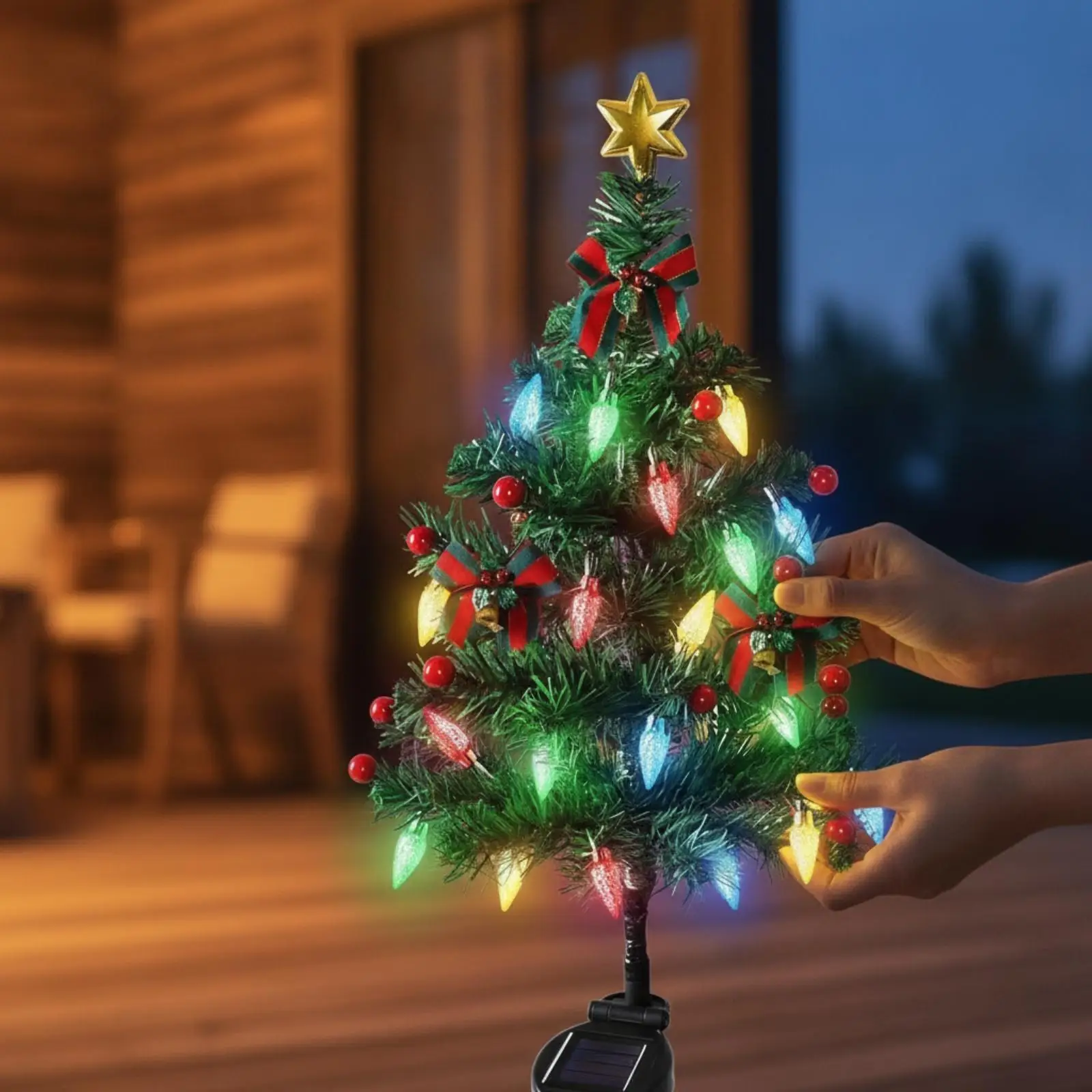 Solar-Powered Christmas Tree Stake Light IP65 Waterproof Solar Holiday Garden Stake Lights Weather-Resistant for Lawn, Pathway,