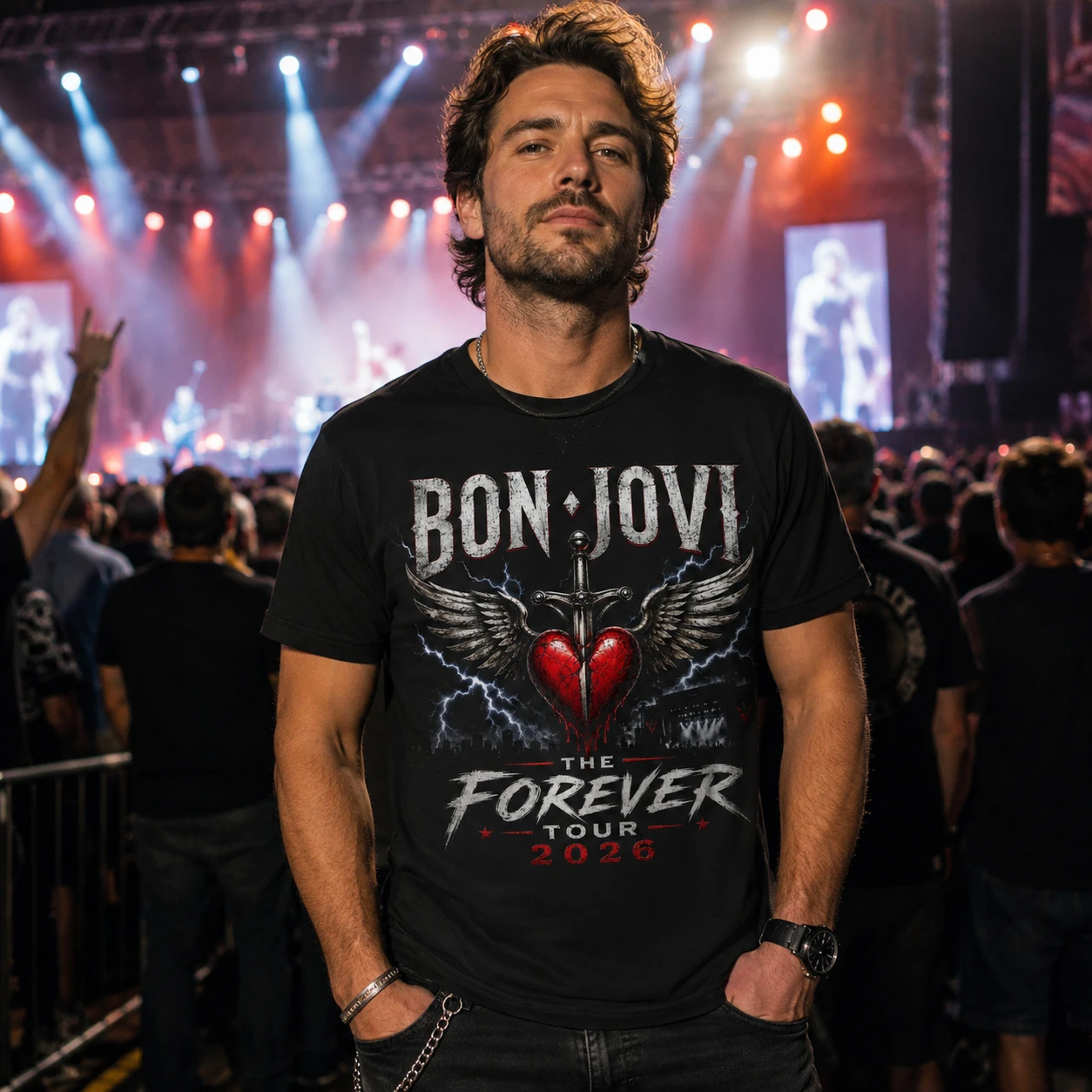Bonjovi The Forever Tour 2026 T Shirt Summer 100% Cotton Unisex Men‘s Women's Short sleeve Y2k Hiphop round neck shirt Tops