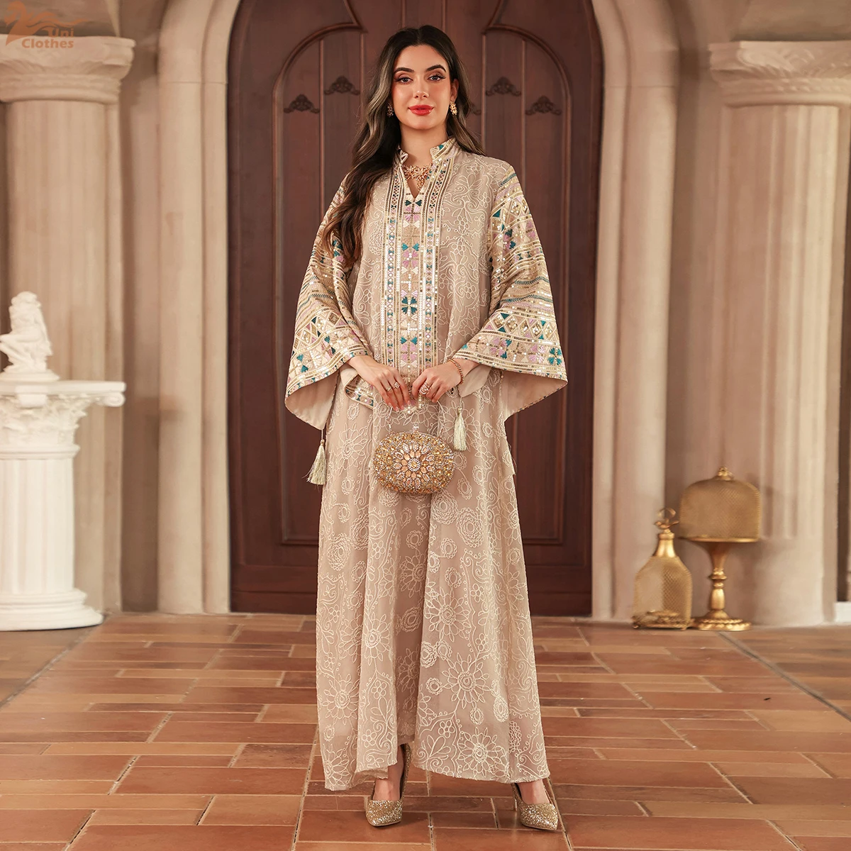 

Роскошные вечерние платья-кафтаны для женщин: Абайи с цветочной вышивкой в дубайском стиле, элегантные, с разрезами на рукавах и бахромой, для Рамадана