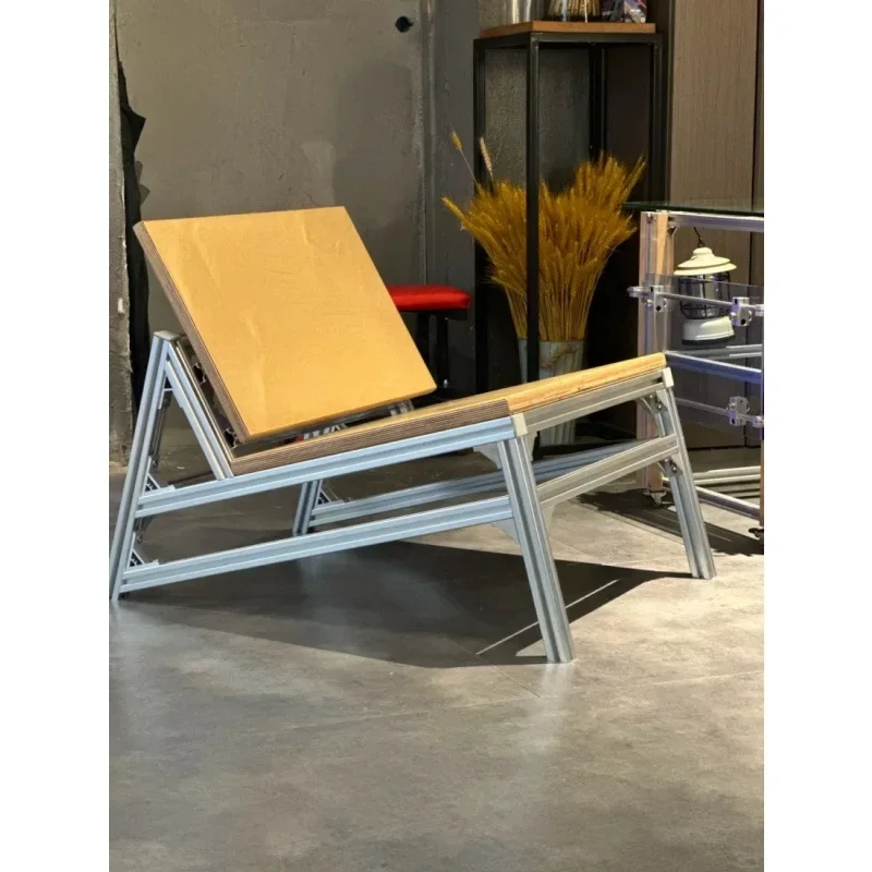 Aluminum profile multi-layer solid wood ocean panel chair, household living room balcony leisure chair, single recliner