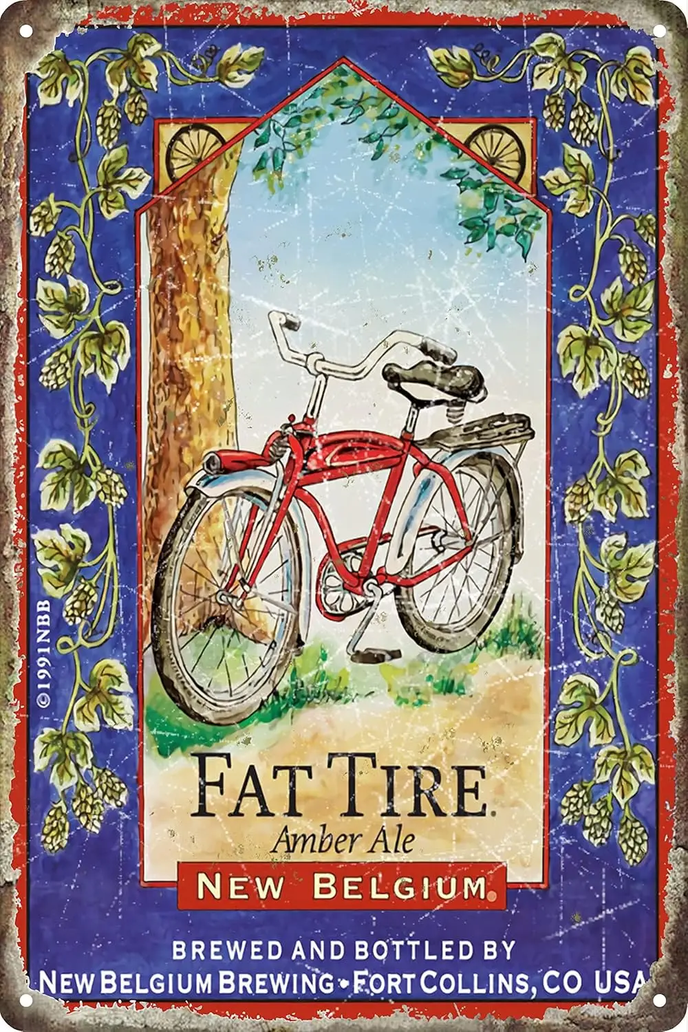 q1,mokarier Fat Tires, carteles decorativos de estaño de Metal ámbar, decoración de cafetería, cerveza, Bar, placa artística de pared, decoración Vintage para el hogar