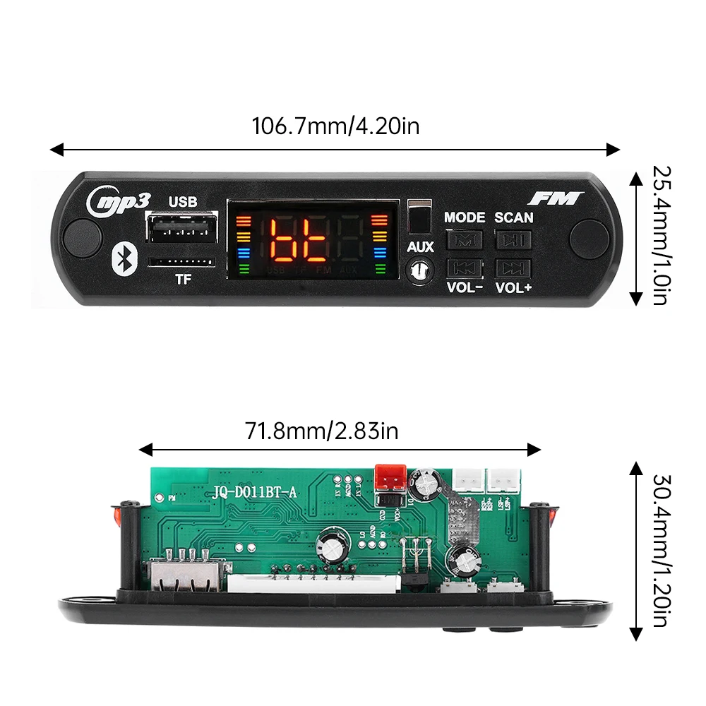 DC7-15V Car Bluetooth Audio Decoder Board 2 * 25W Audio Amplifier Module FM Radio Car Center Control Modification Controller