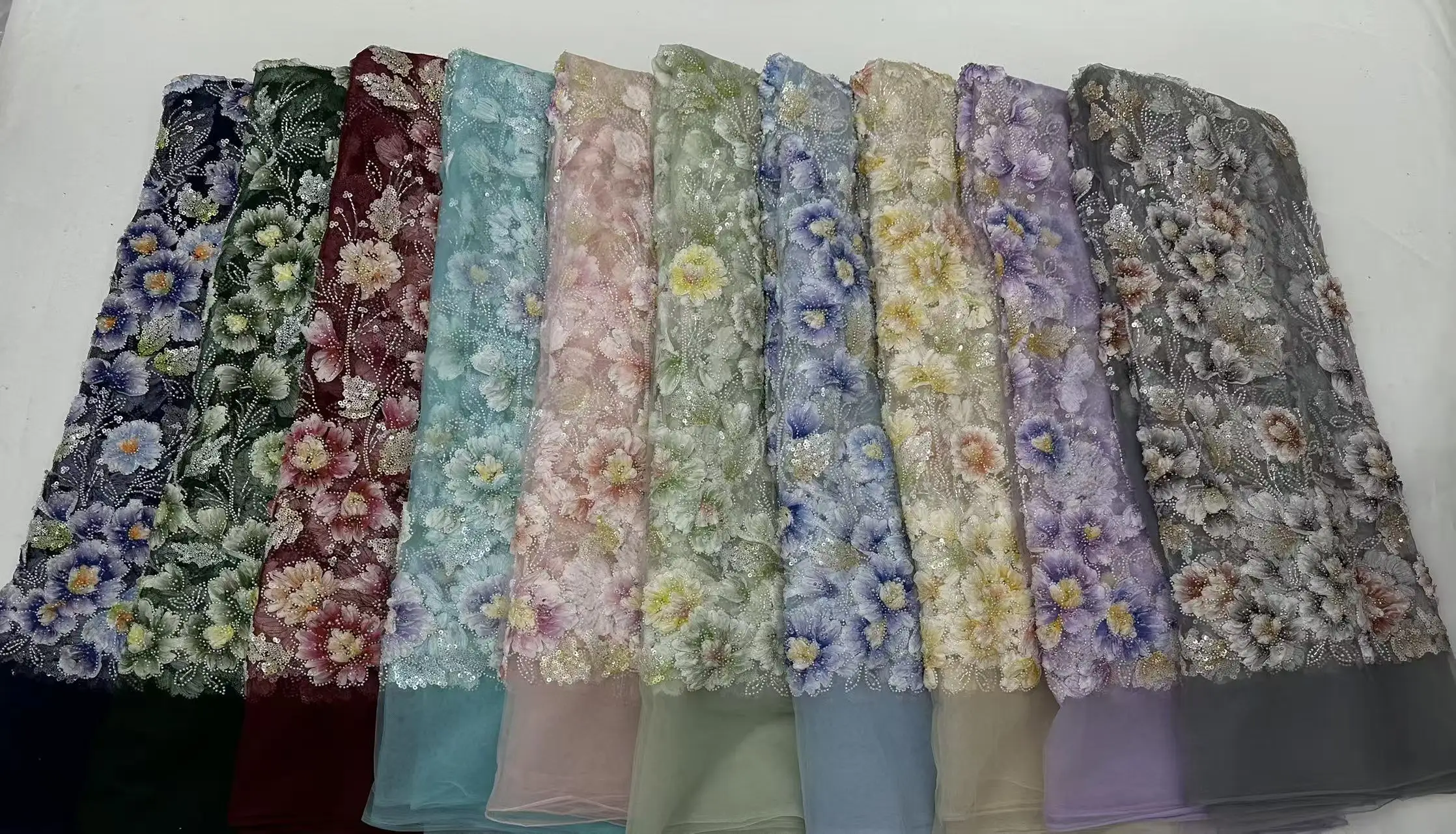 Africa Lace Fabric Newest High Quality 2025 Nigerian Sequins Lace 3D Embroidery Lace Fabric for Sewing Dress 5 Yards SZ1594