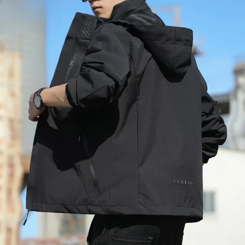 

Casual Windproof Waterproof Jaet for Men Spring Autumn Sle Faionable Loose Outerwear Quilted Polyester Youth ular