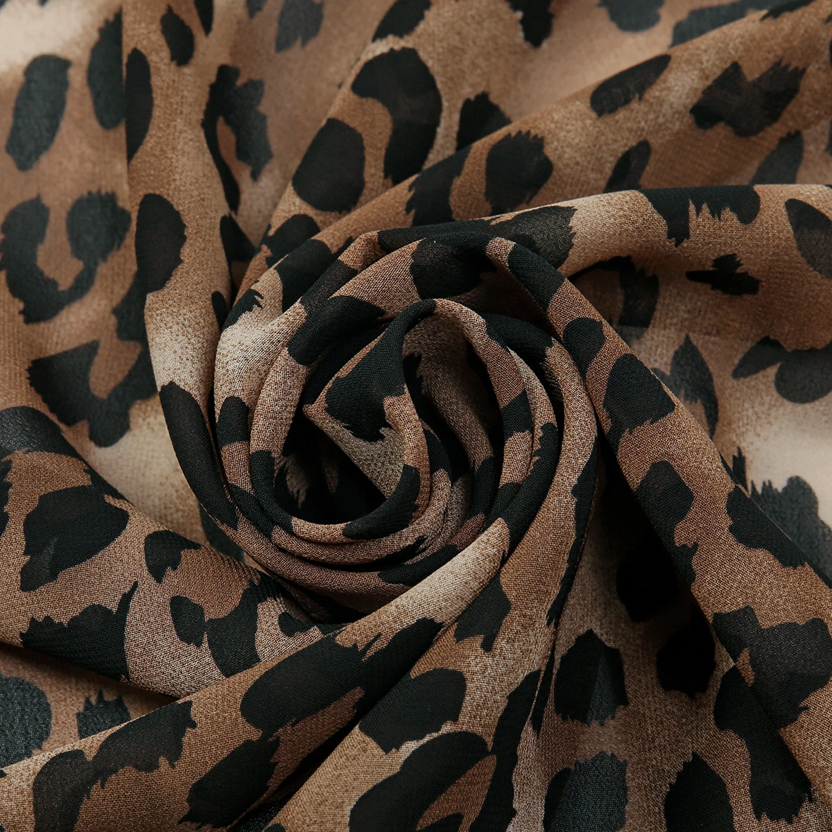 Vrouwen Luipaard Gedrukt Chiffon Hijab Sjaal Moslim Dunne Zachte Premium Chiffon Sjaal Klassiekers Luipaard Gedrukt Sjaal Hoofddoek Tulband
