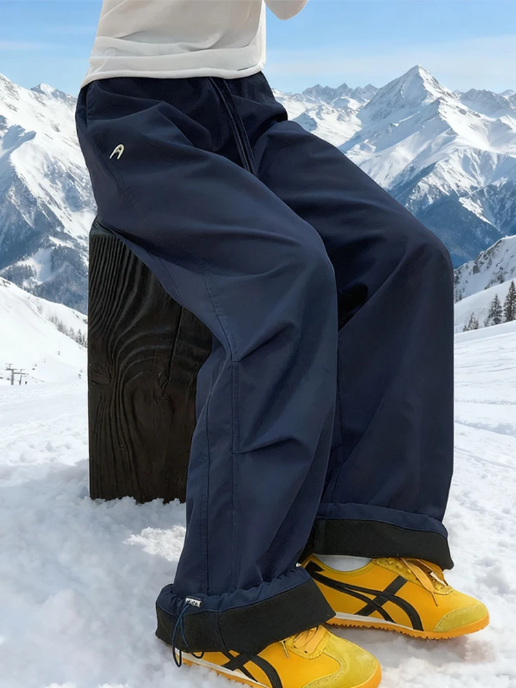 

Водонепроницаемые ветрозащитные брюки для сноубординга с флисовой подкладкой, прямые, для мужчин и женщин, рабочие, уличные, с защитой от снега
