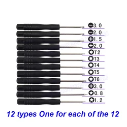 Juego de Herramientas de destornillador pequeño, minidestornillador T2, T3, T4, T5, T6, flor de ciruelo tipo I, conductor pequeño de Cruz 0,8, tipo de cinco estrellas, 1,2mm, 1 ud.